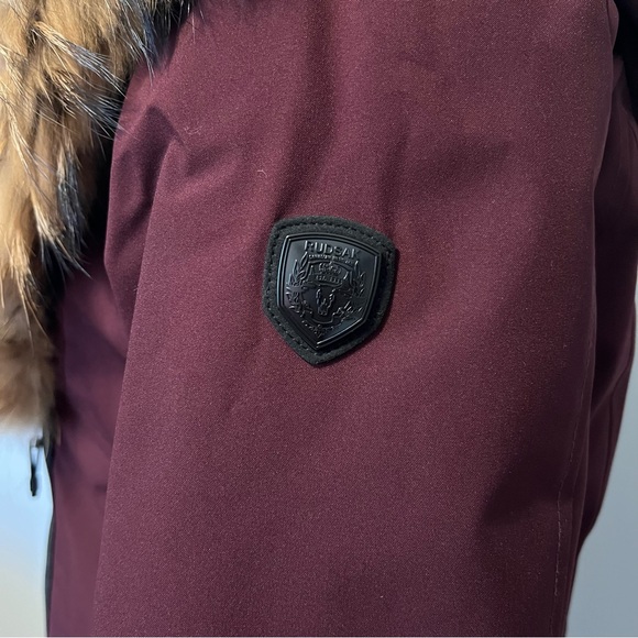 Rudsak “Toronto” Down Parka Jacket in Bordeaux Red with Real Fur; Size L - Picture 6 of 14